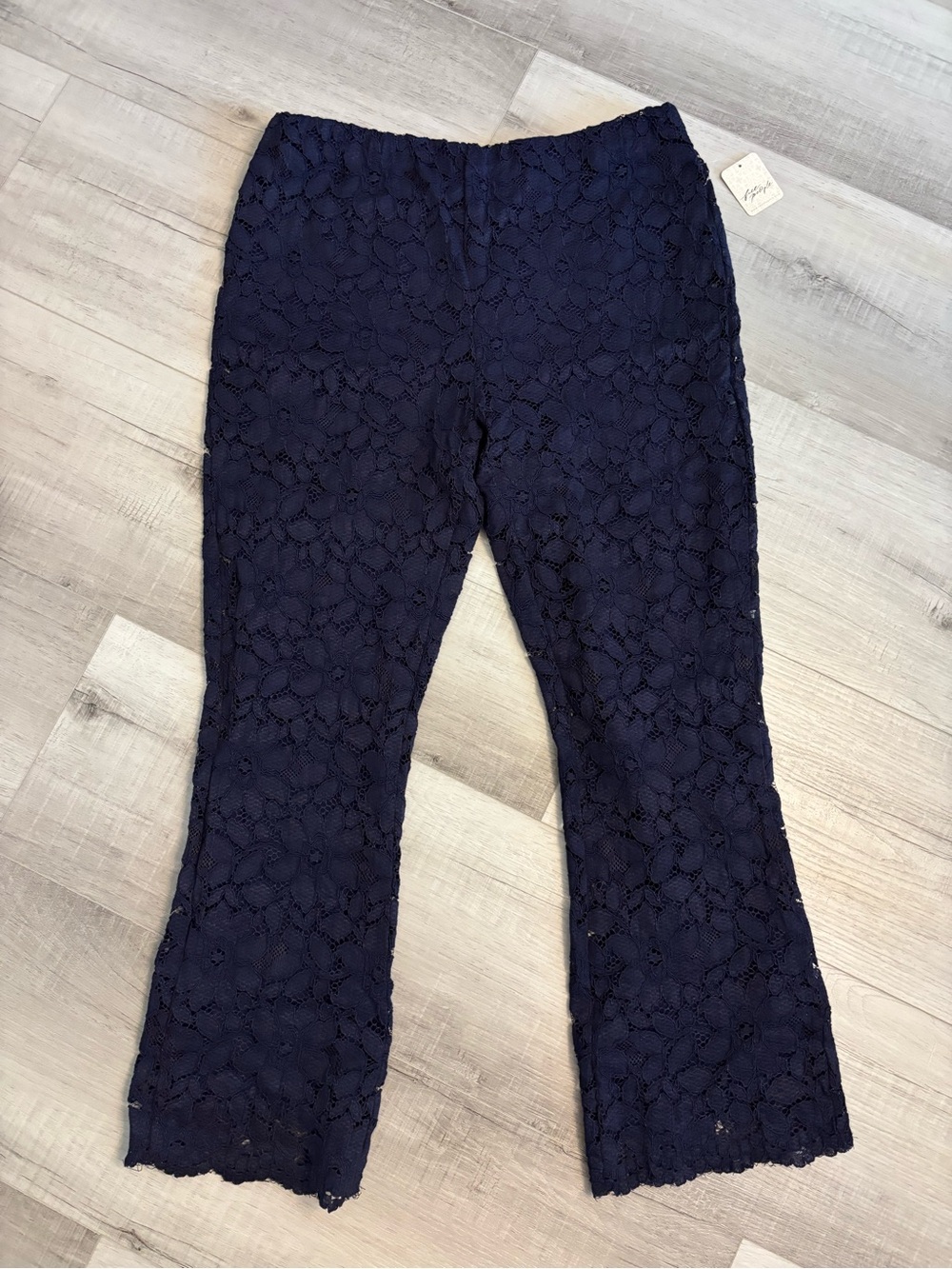 NWT Free People Lace Crop Flare Pants Disco Indigo Women’s Large